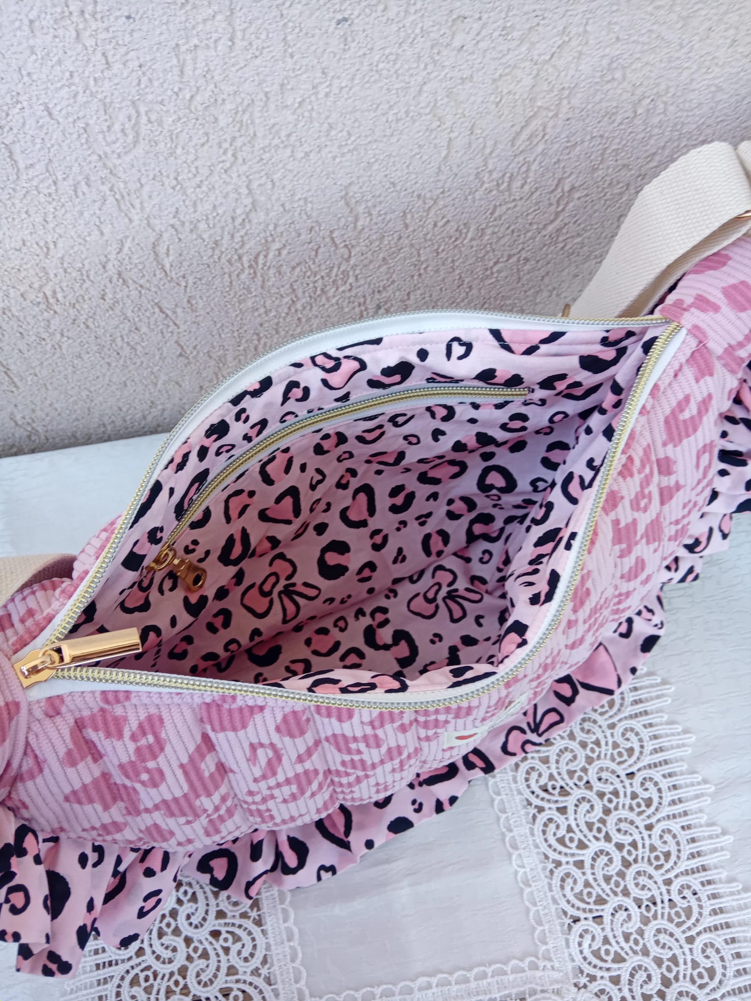 Croissant Bag Velvet Leopard