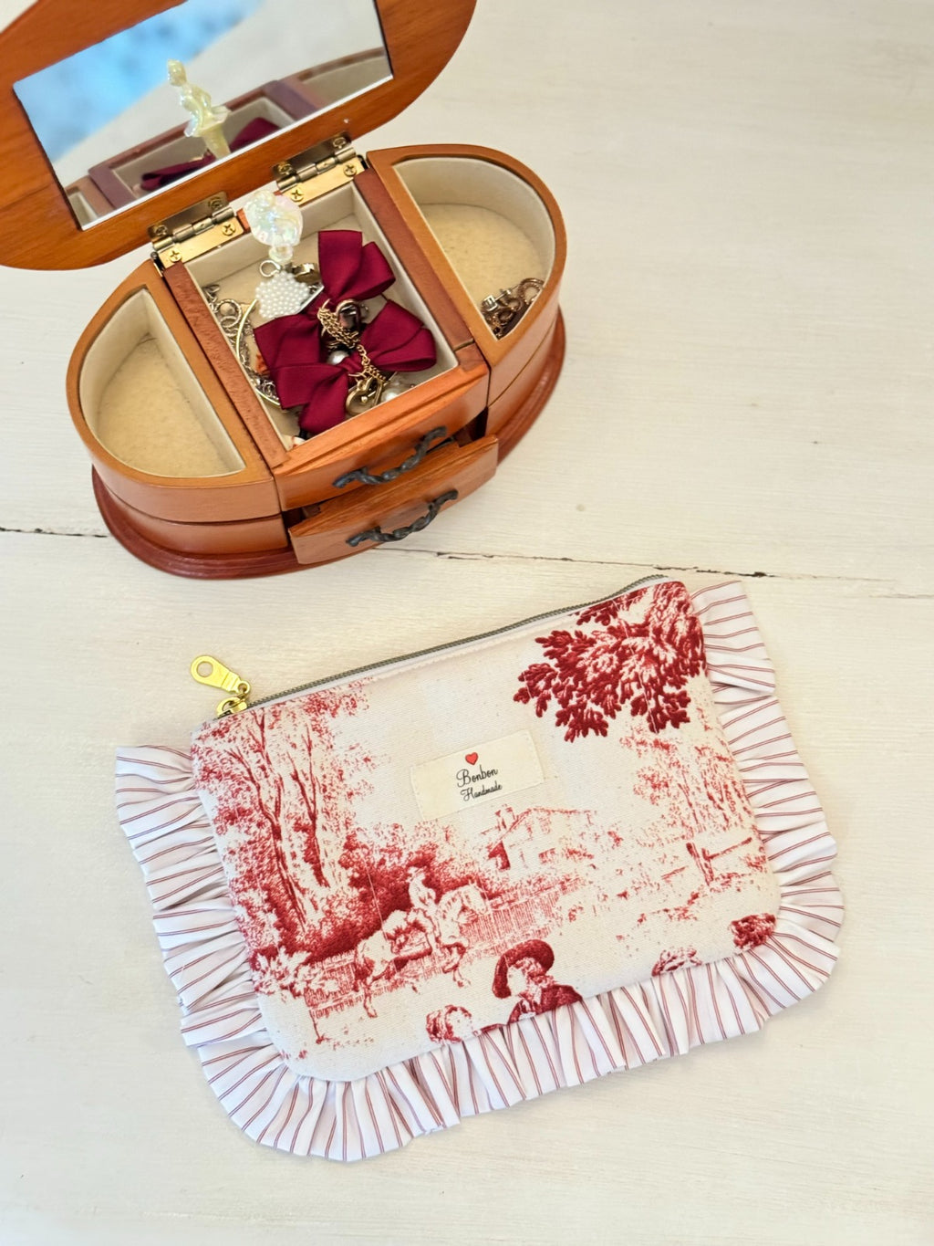 Trousse bustina "Toile de Jouy"