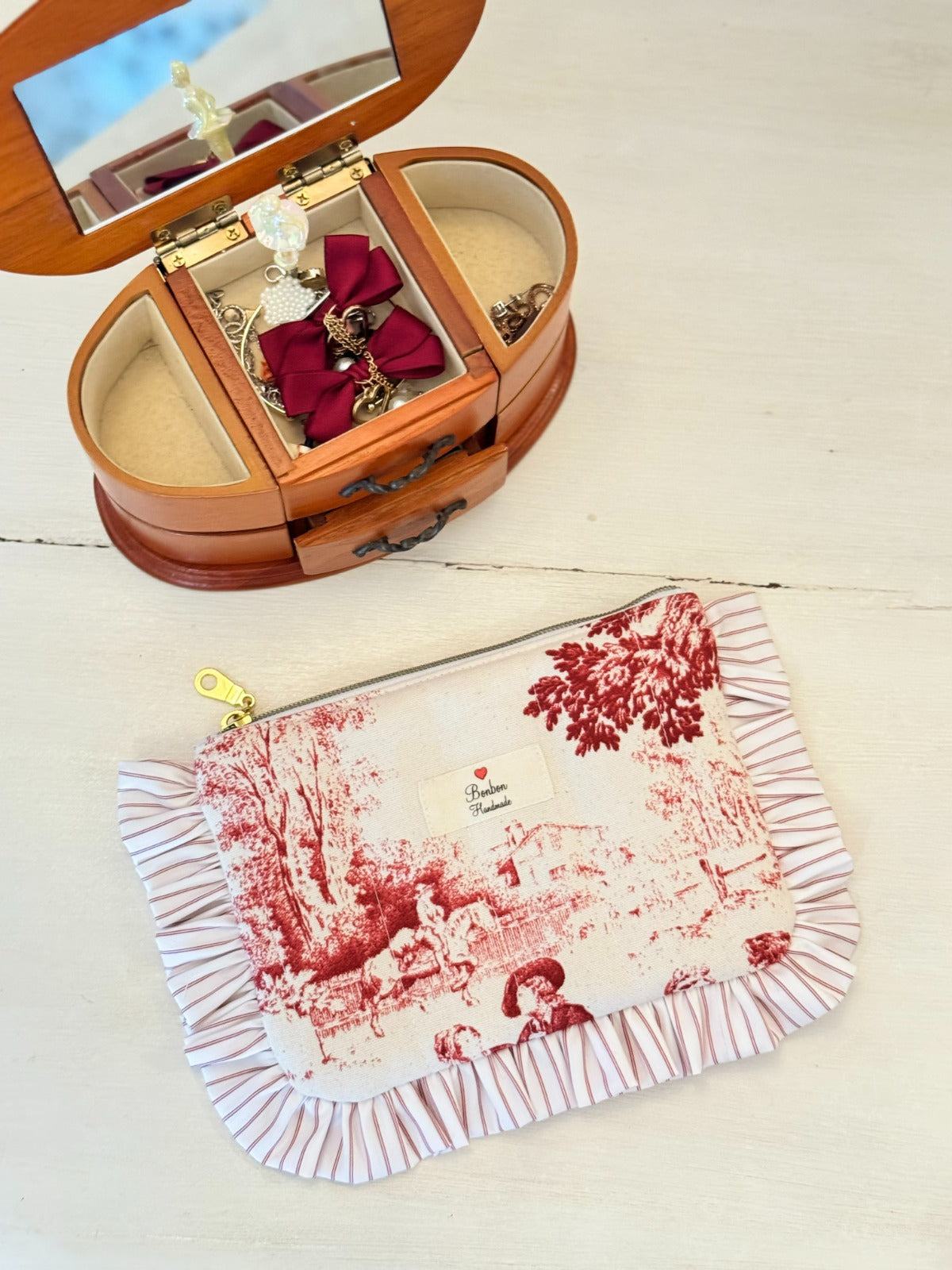 Trousse bustina "Toile de Jouy"
