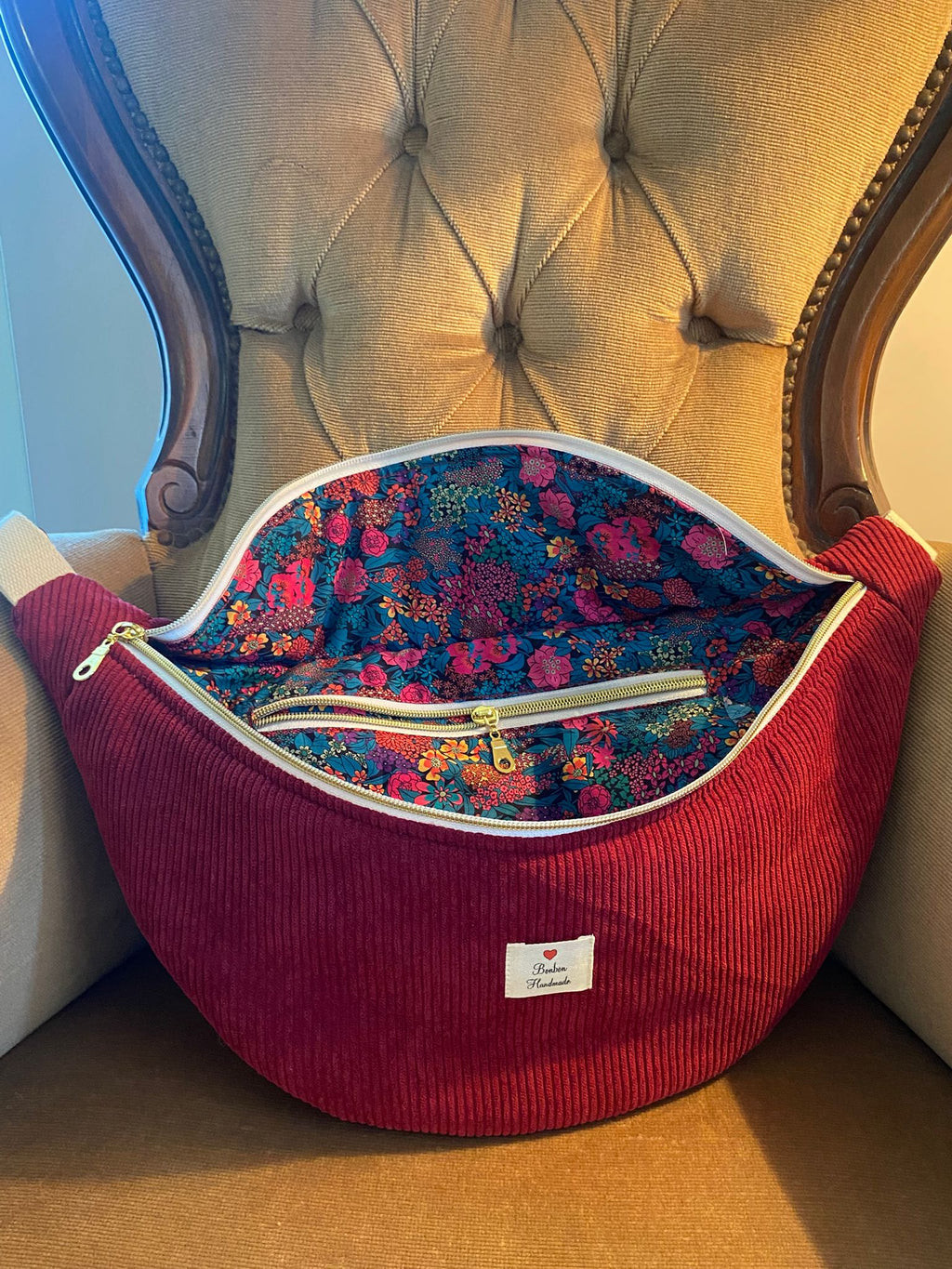 Sac Banane Velvet Bordeaux