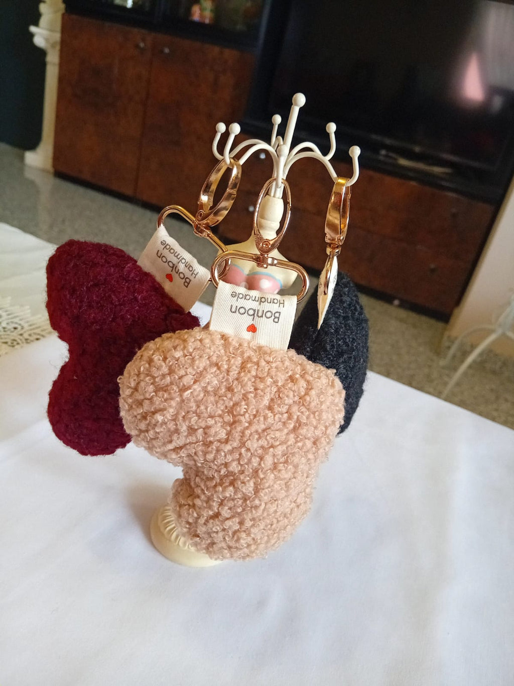 Portachiavi Teddy bouclè Camel