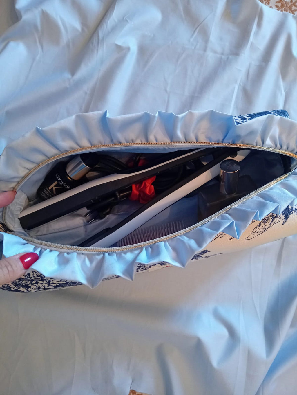 Trousse de toilette toile de jouy blu XL