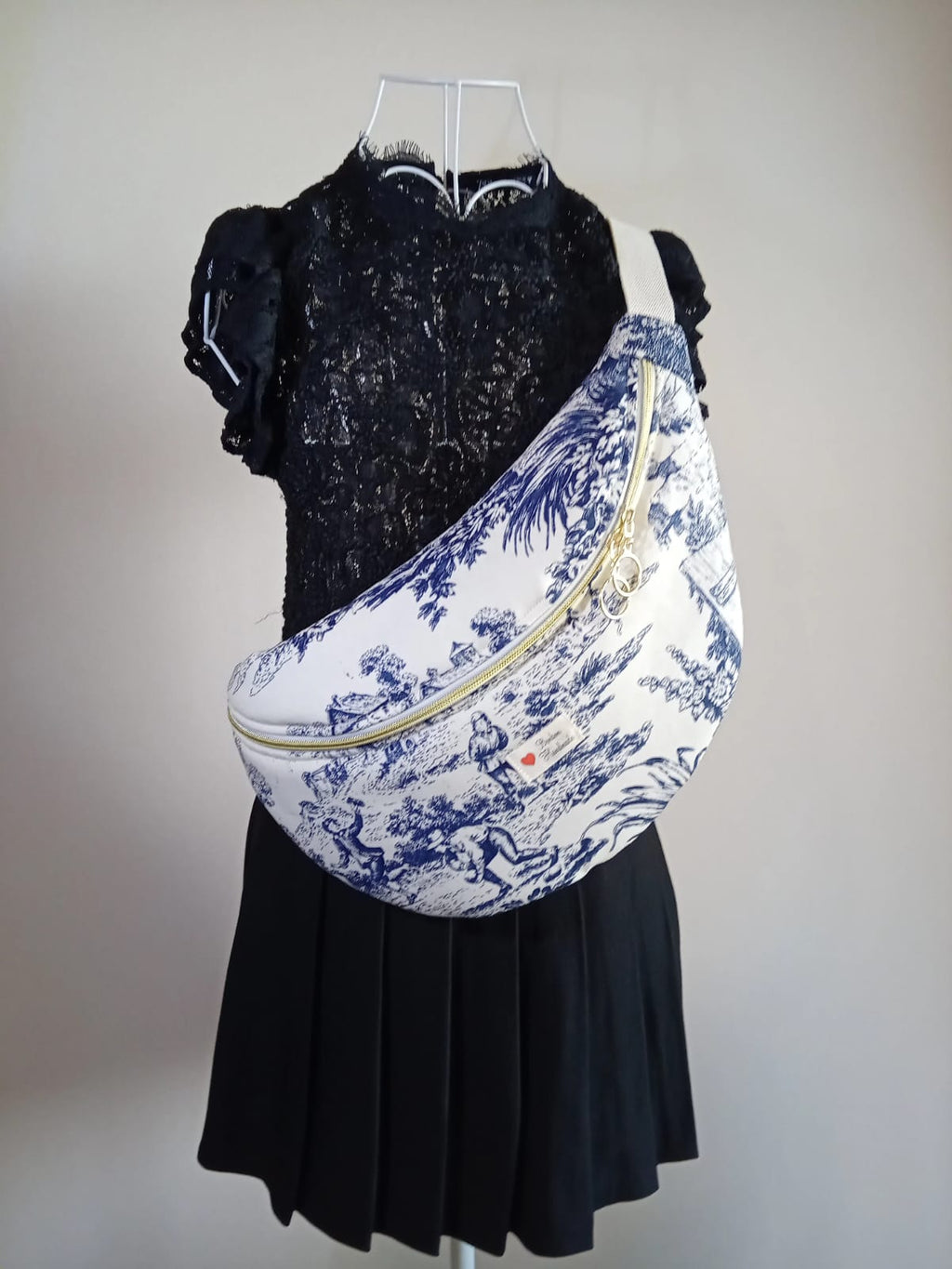 Sac Banane Toile de Jouy blu